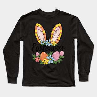 Easterween Bunny Ears and Eggs Festive Holiday Funny Long Sleeve T-Shirt